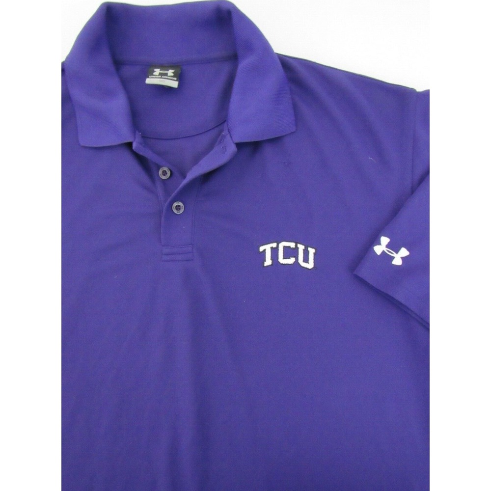 TCU HORNED FROGS Under Armour Purple Knit Polo‎ Shirt Size XL